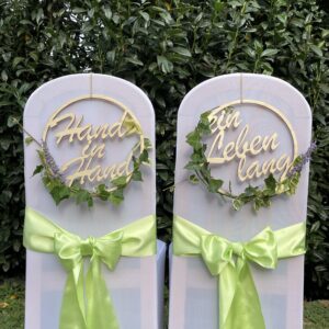 Stuhlschilder Hand in Hand ein Leben lang